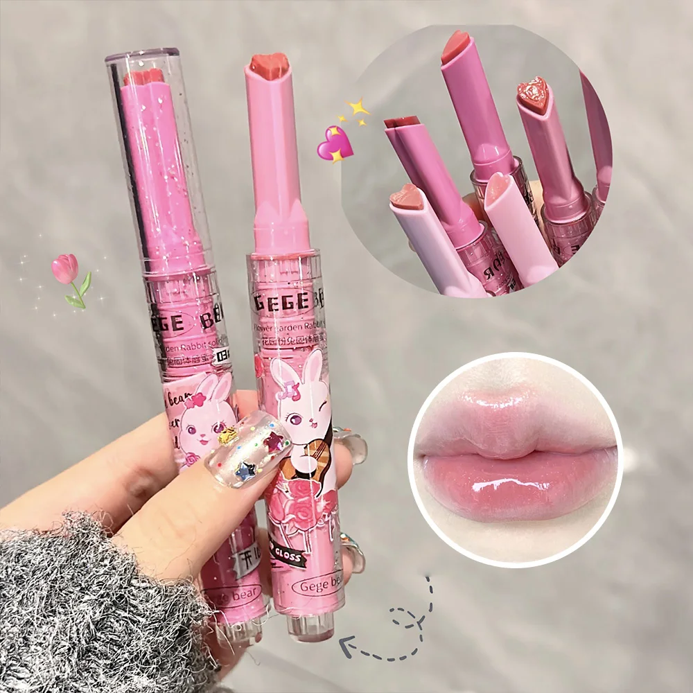 Solid Lip Gloss Gege Bear Garden Pink Rabbit Moisturizing Watery Colored Lip Balm Tender Lipstick Set - Image 5