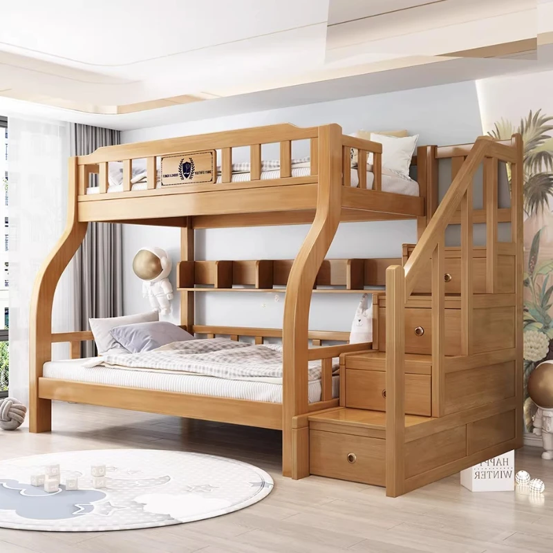 Solid Wood Bunk Bed with Dovetail Joint Full Solid Wood Double Decker Bed for Kids Sturdy Children's Bedroom Furniture - Image 2