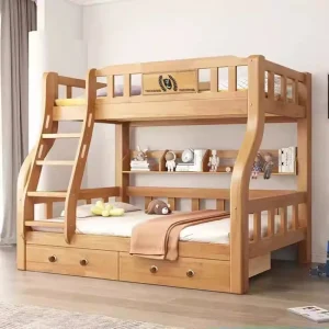 Solid Wood Bunk Bed with Dovetail Joint Full Solid Wood Double Decker Bed for Kids Sturdy Children's Bedroom Furniture