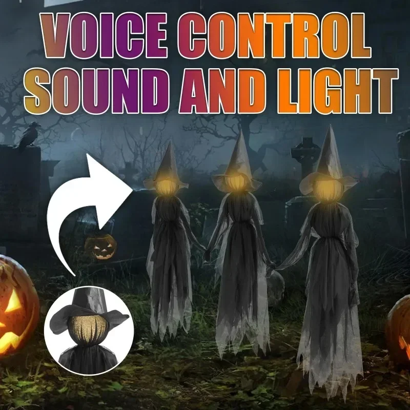 Sound Activated Hand Holding Witch Halloween Decoration Colorful Glow Witch Light Up Prop for Party Haunted House Spooky Decor ﻿ - Image 3