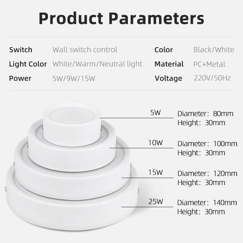 Spot Led Ceiling Light 220V Surface Mounted Downlight Led Indoor Lighting for Living Room Kitchen Ceiling Lamp LED Spotlight - Image 5