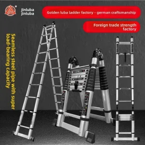 Stable Bamboo Ladder Telescopic Herringbone Ladder Folding Ladder Thickened Aluminum Alloy Engineering Ladder Ladder
