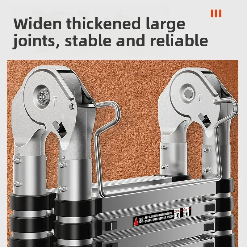 Stable Stainless steel telescopic ladder thickened straight ladder folding herringbone ladder portable household ladder - Image 6