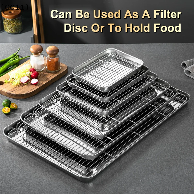 Stainless Steel Baking Tray With Removable Cooling Rack Set Non-stick BBQ Pan Tray Plate Oven Brownie Rack Cooking 〔CC11〕 - Image 2