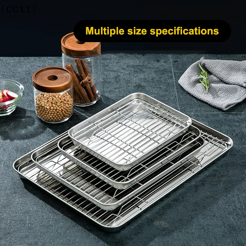 Stainless Steel Baking Tray With Removable Cooling Rack Set Non-stick BBQ Pan Tray Plate Oven Brownie Rack Cooking 〔CC11〕 - Image 3