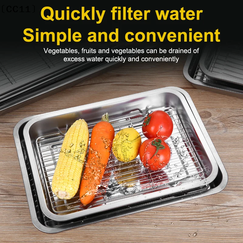 Stainless Steel Baking Tray With Removable Cooling Rack Set Non-stick BBQ Pan Tray Plate Oven Brownie Rack Cooking 〔CC11〕 - Image 4