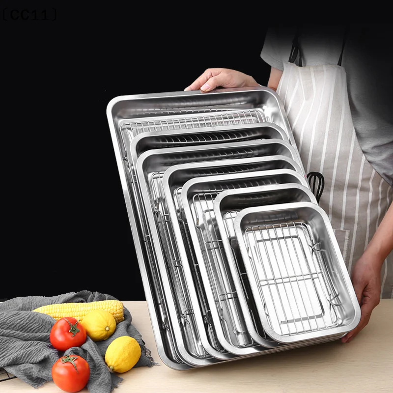 Stainless Steel Baking Tray With Removable Cooling Rack Set Non-stick BBQ Pan Tray Plate Oven Brownie Rack Cooking 〔CC11〕 - Image 5