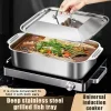 Stainless Steel Baking Tray with Lid Versatile Oven Roasting Pan for Cake Bread Chicken Home Kitchen Use