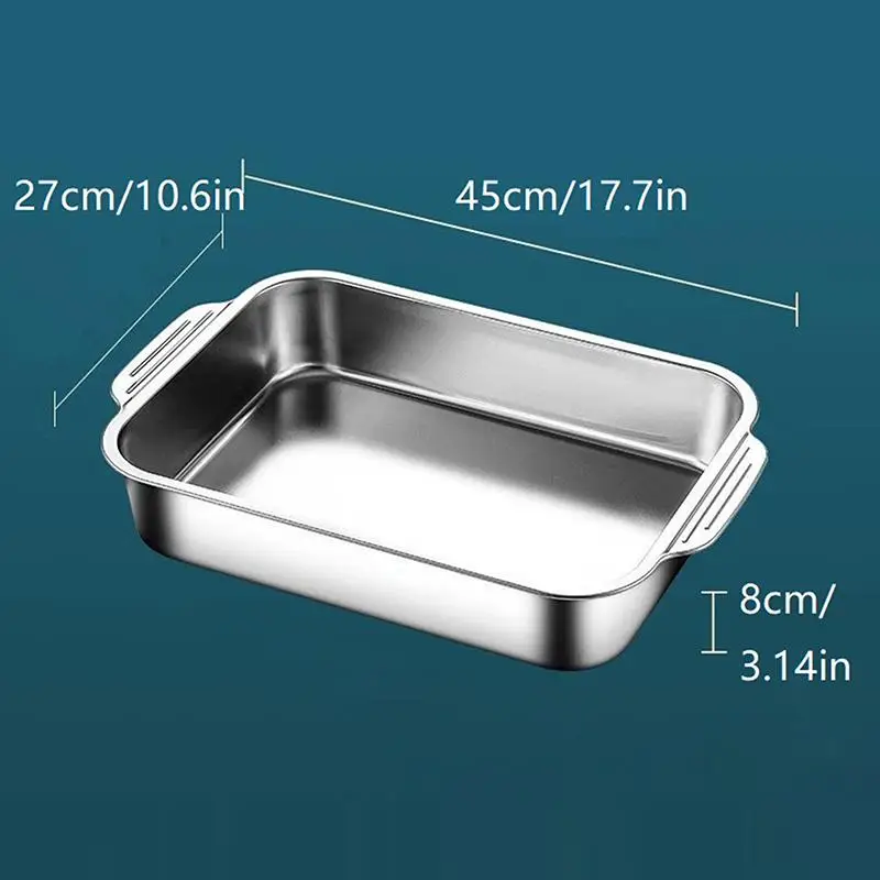 Stainless Steel Baking Tray with Lid Versatile Oven Roasting Pan for Cake Bread Chicken Home Kitchen Use - Image 6
