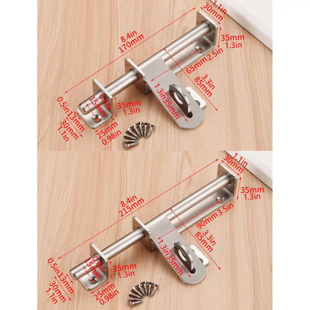 Stainless Steel Door Latch,Solid Sliding Bolts Latch,Thickened Door Bolt-Lock With Screw,For Locking Door Window Drawer Cupboard - Image 5