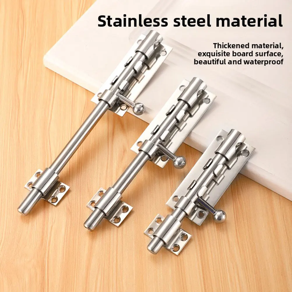 Stainless Steel Door Lock-Bolt,6-12 Inch Solid Sliding Bolts Latch,Quick & Complete DIY Installation Safety Hasp - Image 4