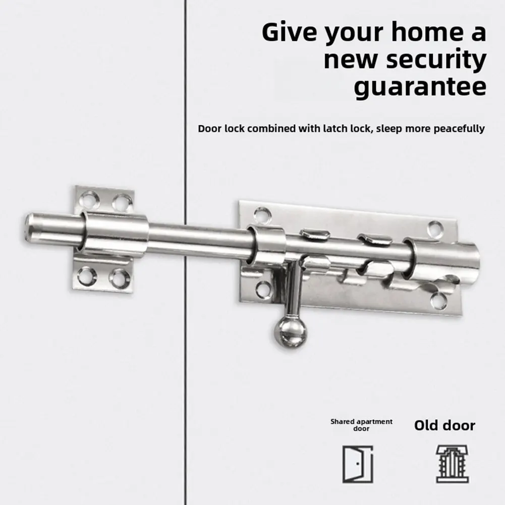 Stainless Steel Door Lock-Bolt,6-12 Inch Solid Sliding Bolts Latch,Quick & Complete DIY Installation Safety Hasp - Image 5