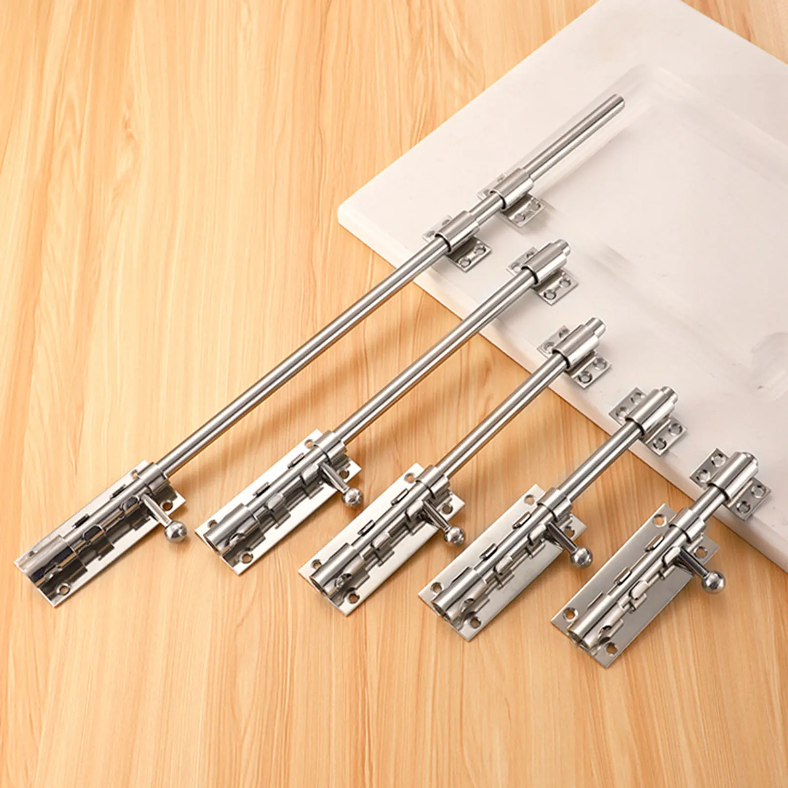 Stainless Steel Door Lock-Bolt,6-12 Inch Solid Sliding Bolts Latch,Quick & Complete DIY Installation Safety Hasp