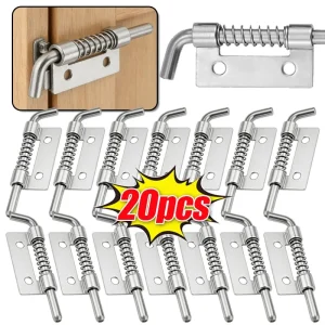 Stainless Steel Flat Spring Latch Pin Reusable Window Cabinet Door Hinges Door Bolt Latch Pin Furniture Hardware Tools Wholesale