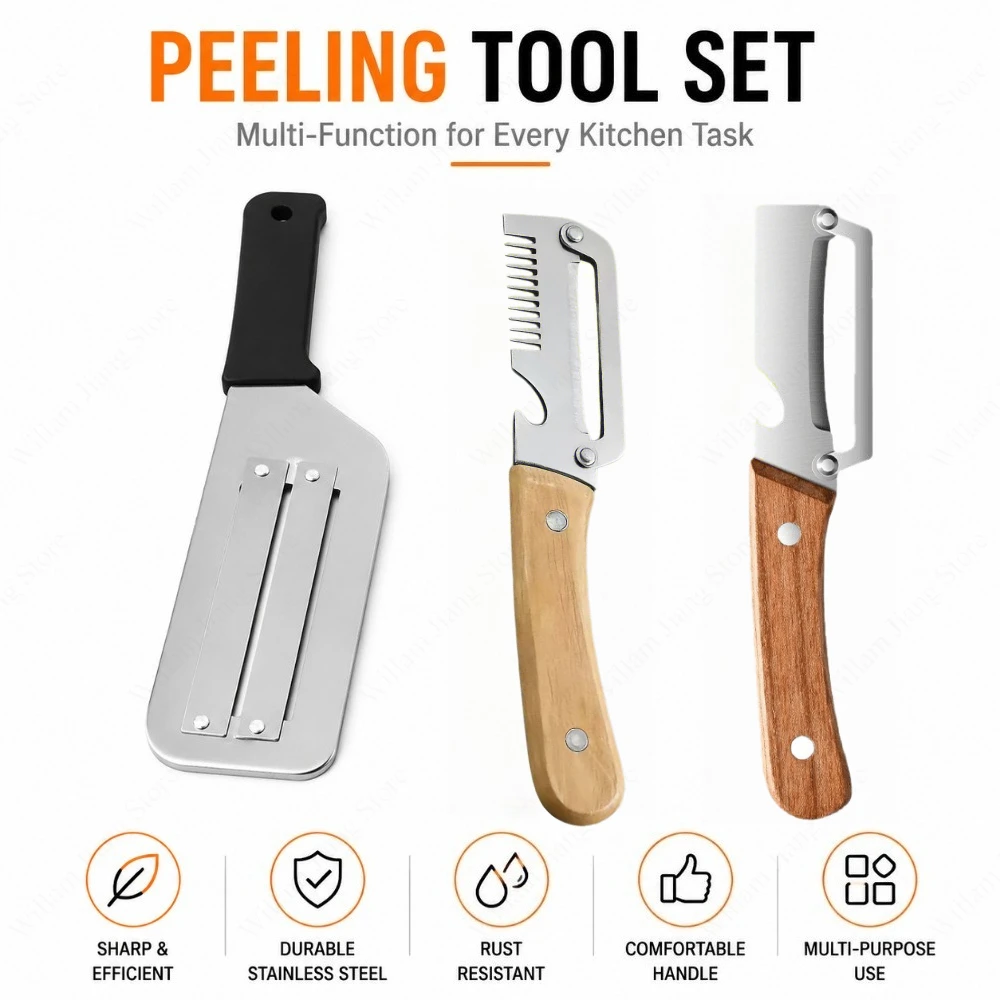Stainless Steel Paring Knife and Fruit Vegetable Peeler Ergonomic Non Slip Handle Multi Functional Kitchen Gadget for Cooking - Image 4