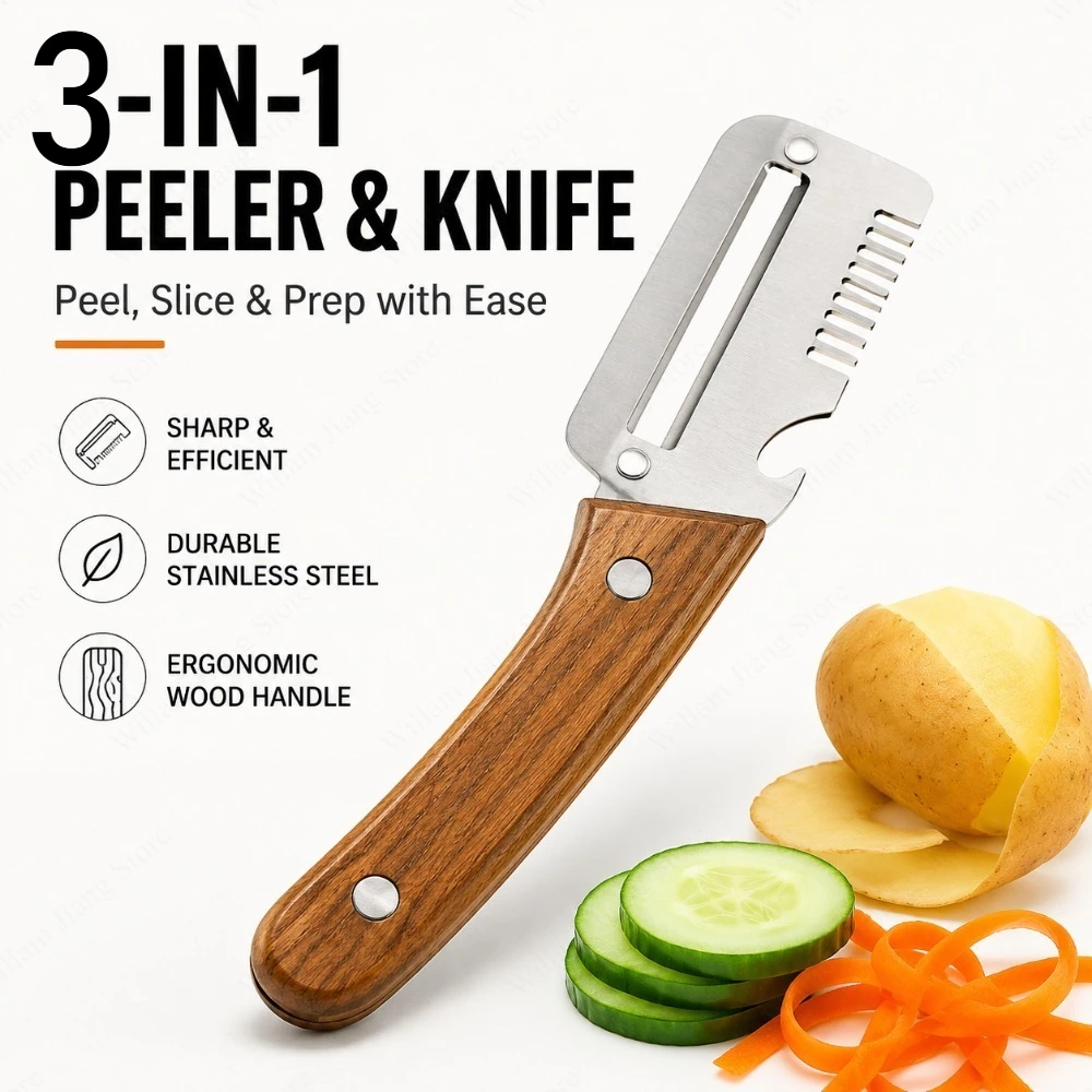 Stainless Steel Paring Knife and Fruit Vegetable Peeler Ergonomic Non Slip Handle Multi Functional Kitchen Gadget for Cooking - Image 3