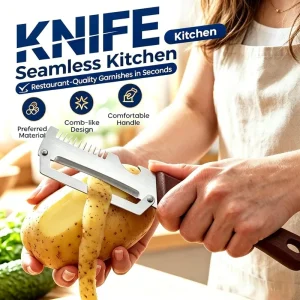 Stainless Steel Peeler with Wooden Handle 3-in-1 Fruit Potato Peeler with Bottle Opener Fruit and Vegetable Scraping Tool