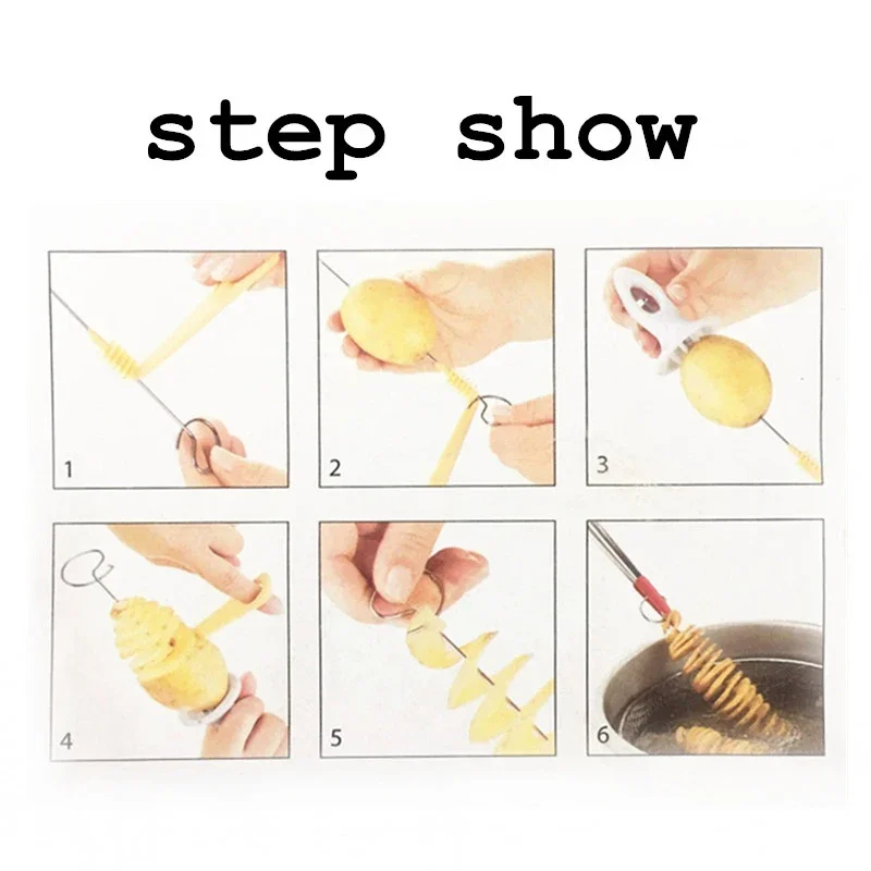 Stainless Steel Rotate Potato Slicer Twisted Potato Slice Cutter Spiral Manual Creative Kitchen Gadgets Vegetables Spiral Knife - Image 5