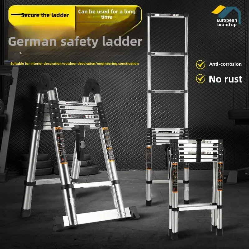 Stainless steel sub-multifunctional herringbone ladder staircase portable folding lift laddersturdy durablesturdy and durable - Image 3