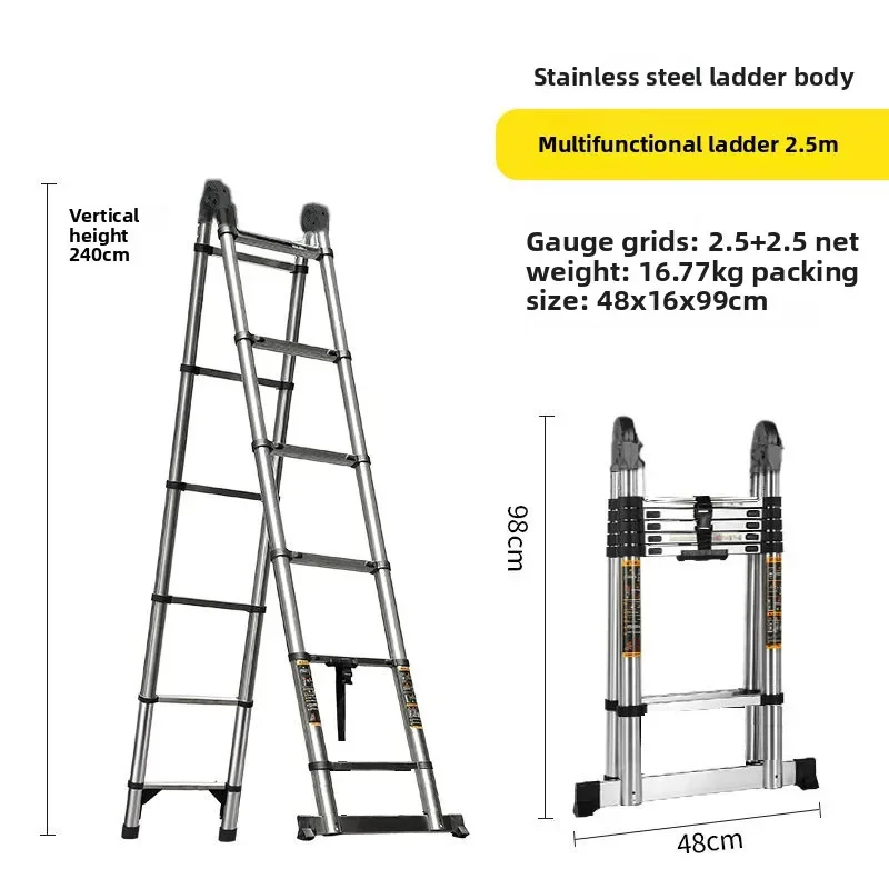 Stainless steel sub-multifunctional herringbone ladder staircase portable folding lift laddersturdy durablesturdy and durable - Image 6
