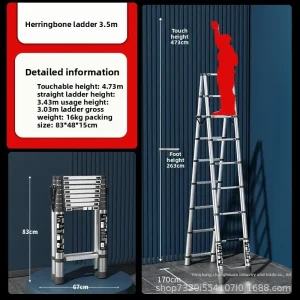 Stainless steel telescopic ladder Multifunctional herringbone ladder Folding ladder Bamboo ladder Lifting laddersturdy durable