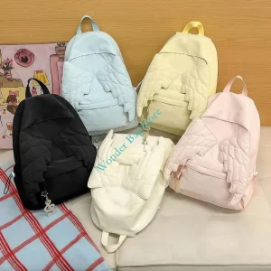 Stylish Wing Embellished Backpack For Girls Large Capacity School Book Bag Nylon Rucksack with Adjustable Comfortable Strap