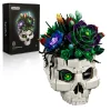 Succulent Skull Planter Building Blocks Set Skeleton Pot Artificial Botanical Bricks Toy Gothic Home Office Decor Gift for Adult