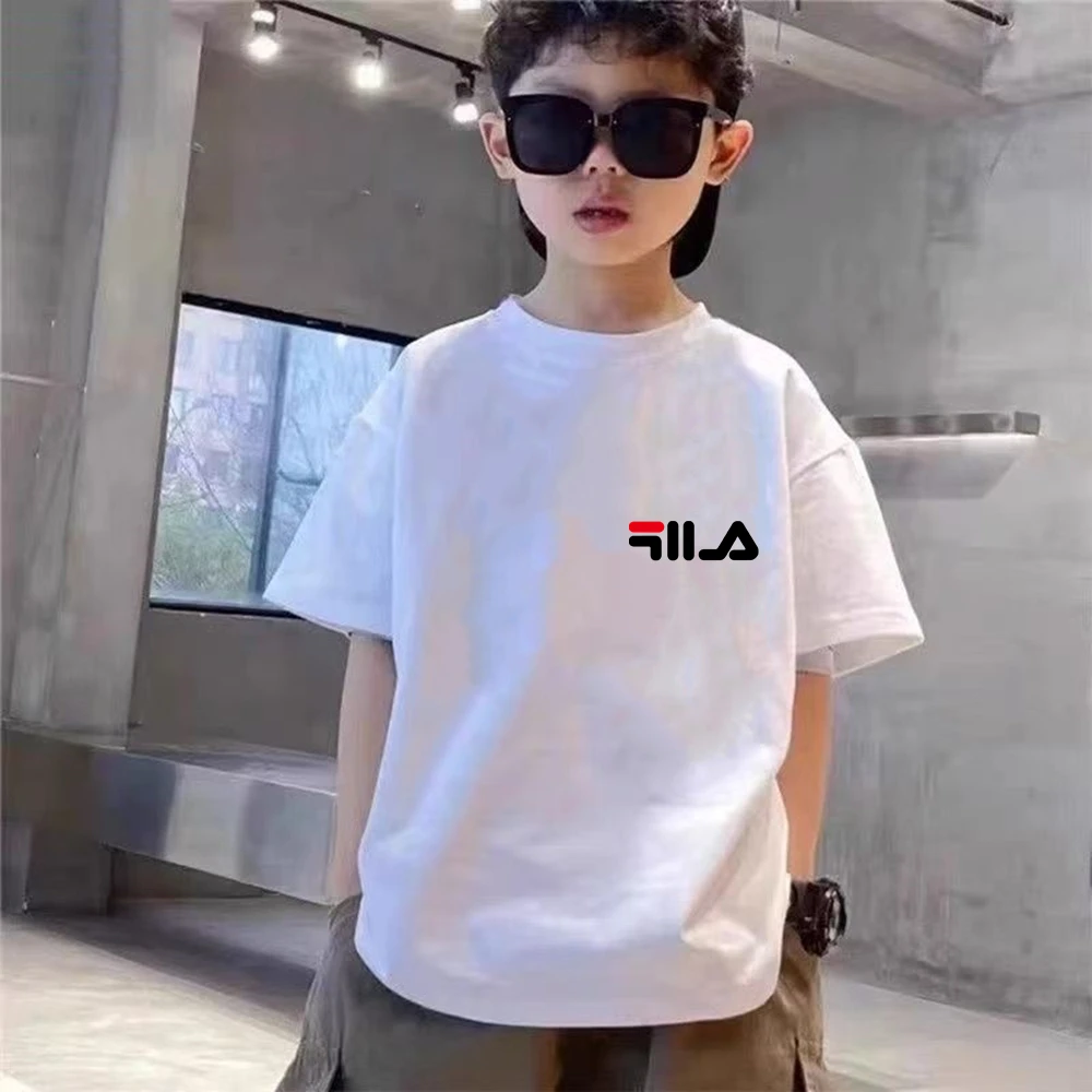 Summer Brand White T-shirt+Shorts Two-Piece Set Kids New Clothing Fashion Boy Girl 3-12 Yrs Sports Short-Sleeved Casual Set - Image 5