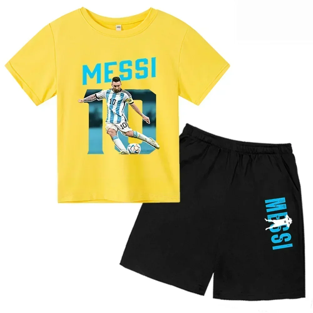 Summer Children‘s Set Brand Messi Print Short Sleeve T-shirt + Shorts 2pcs Set Sportsuit Casual Fashion Kid Boy Girl Fan Clothes - Image 6