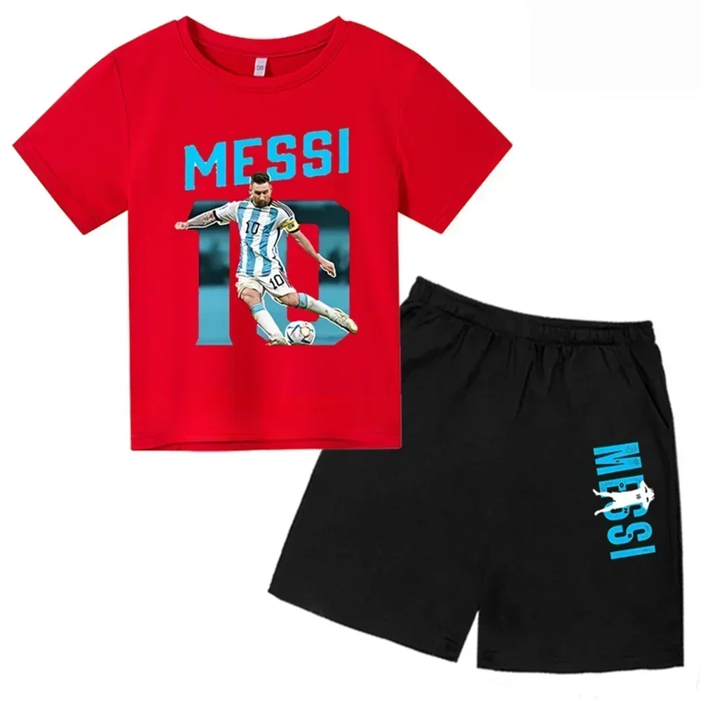 Summer Children‘s Set Brand Messi Print Short Sleeve T-shirt + Shorts 2pcs Set Sportsuit Casual Fashion Kid Boy Girl Fan Clothes - Image 5