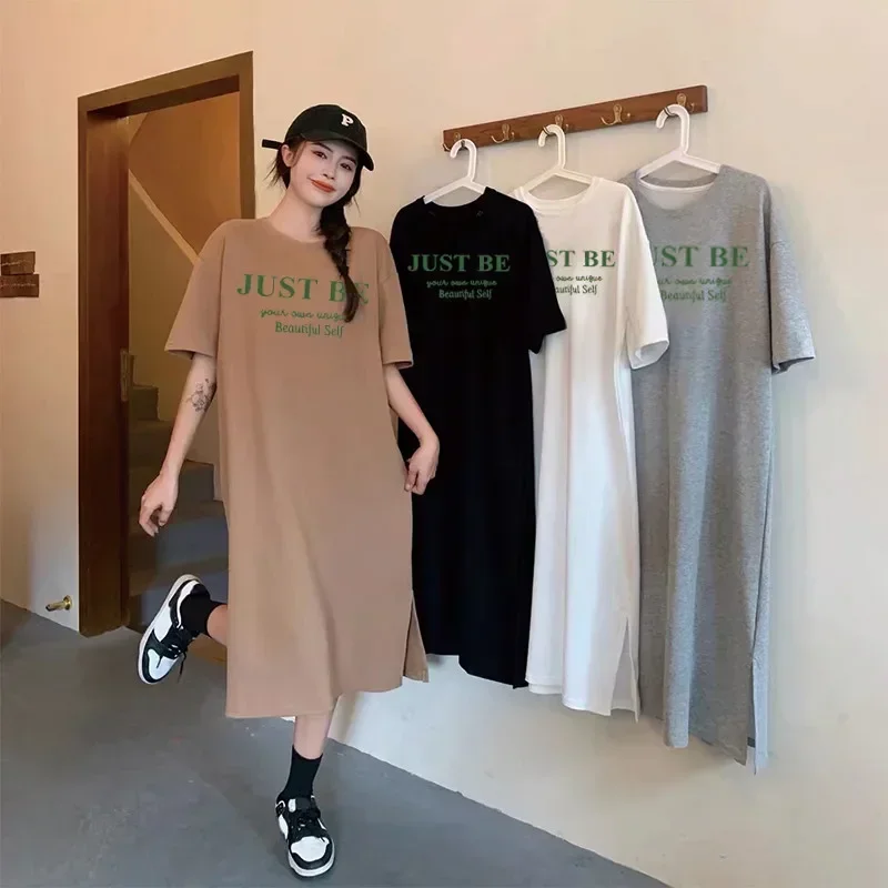 Summer Fashion European and American Style Printed Loose Dress for Women Casual Short-sleeved Home Maternity Dress