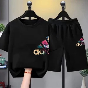 Summer Kids T-Shirt Print Round-Necked Print Boy Girls White 3-12 Years Top+Shorts Two-Piece Set Casual Cool Breathable Set