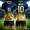 Summer New Messi Style Gradient 3D Football Fan Customized Size 10 Adult/children Short Sleeved Shorts Set Birthday Gift Kids