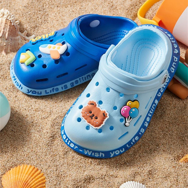 Summer Sandals For Girls Kids Baby Boys Girls Cartoon Baby Sandals Flat Heel Solid Soft Cartoon Slippers Children's Garden Shoes - Image 3