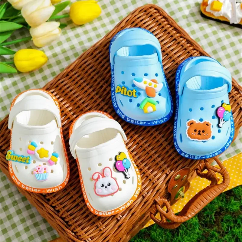 Summer Sandals For Girls Kids Baby Boys Girls Cartoon Baby Sandals Flat Heel Solid Soft Cartoon Slippers Children's Garden Shoes - Image 4