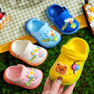 Summer Sandals For Girls Kids Baby Boys Girls Cartoon Baby Sandals Flat Heel Solid Soft Cartoon Slippers Children's Garden Shoes
