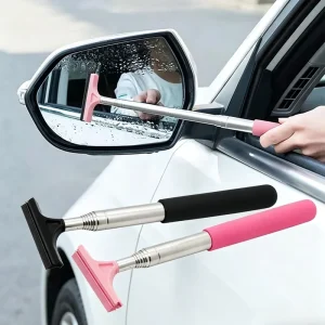 Telescopic Car Window Cleaning Brush, Rearview Mirror Glass Mist Wiper Scraper Auto Accessory