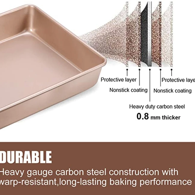 Thicken Carbon Steel Golden Baking Tray Nonstick Square Oven Cake Bread Pastry Pans Biscuits Bakeware Mold Kitchen Cooking Tools - Image 2