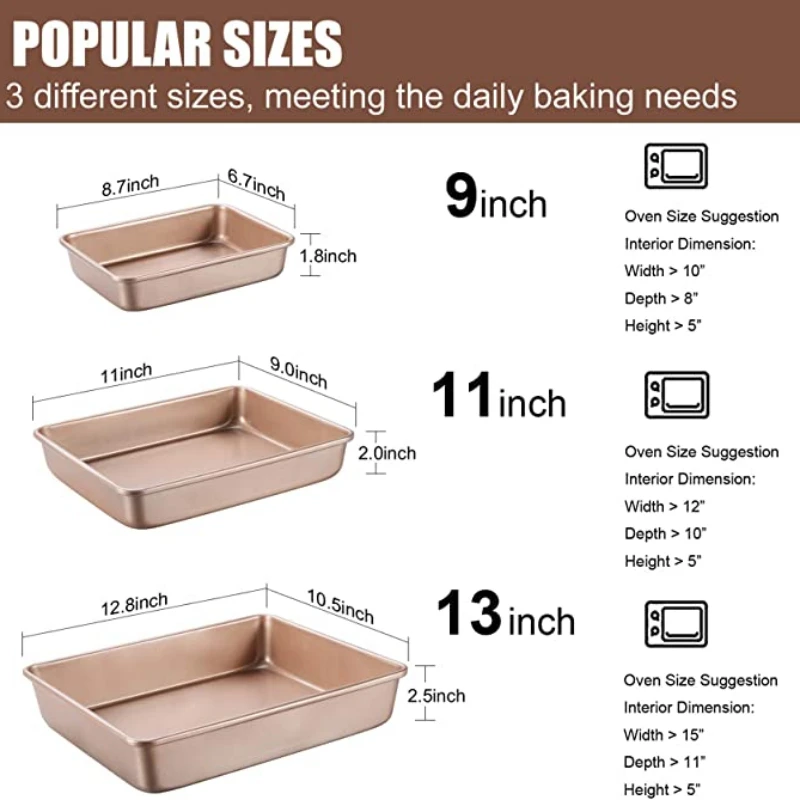 Thicken Carbon Steel Golden Baking Tray Nonstick Square Oven Cake Bread Pastry Pans Biscuits Bakeware Mold Kitchen Cooking Tools - Image 3