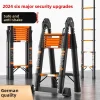 Thickened Carbon Steel Telescopic Ladder Multifunctional Herringbone Ladder Bamboo Ladder Lifting Folding Engineering Staircase