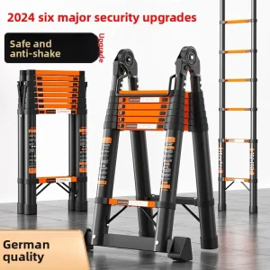 Thickened Carbon Steel Telescopic Ladder Multifunctional Herringbone Ladder Bamboo Ladder Lifting Folding Engineering Staircase