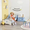 Toddler Bed Frame with Safe Guardrails, Low Junior Bed for Boys and Girls, Kids Bedroom Furniture Fits 140x70cm Mattress, Blue