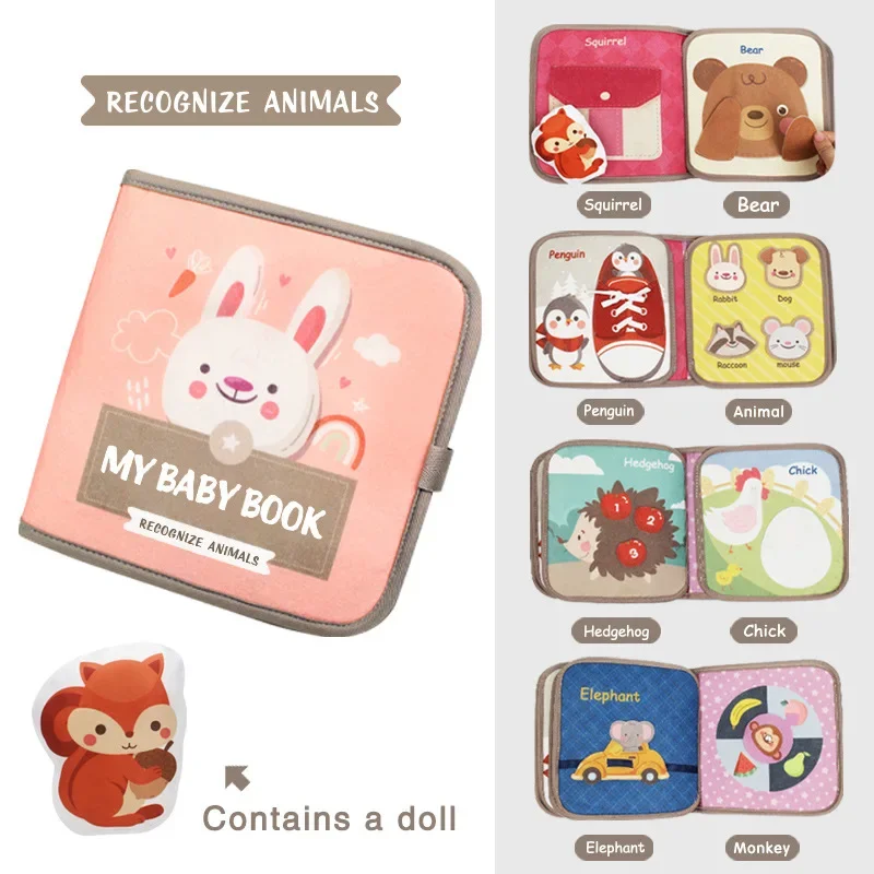 Toddlers Montessori Busy Book 3D Baby Story Cloth Activities Book Board Preschool Learning Education Travel Toys for Story Book