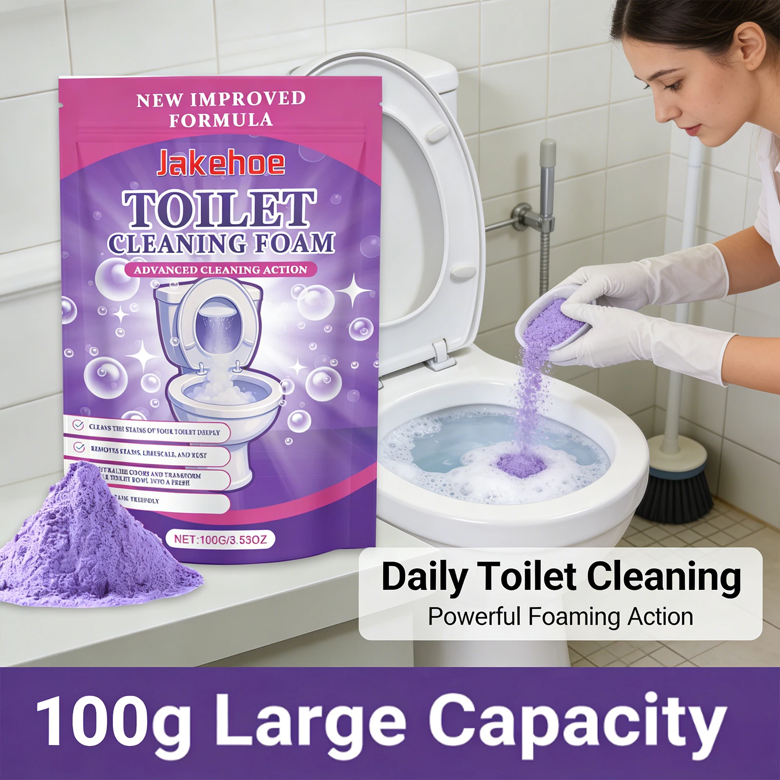 Toilet Descaling Powder Effectively Remove Stubborn Urinary Scale Eliminate Odor Long Lasting Freshness Household Toilet Cleaner - Image 2