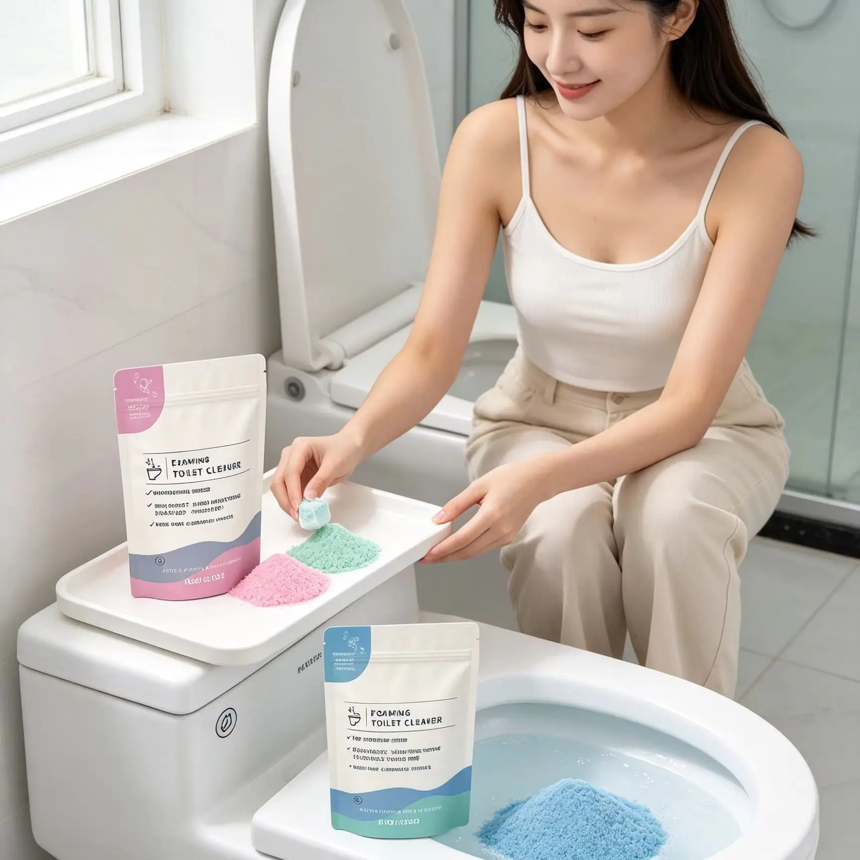 Toilet Foam Cleaner Powder for Bathroom Toilet Bowl Cleaner Stain Remover Fresh Scent Self Activating Toilet Cleaner Foam 100g - Image 4