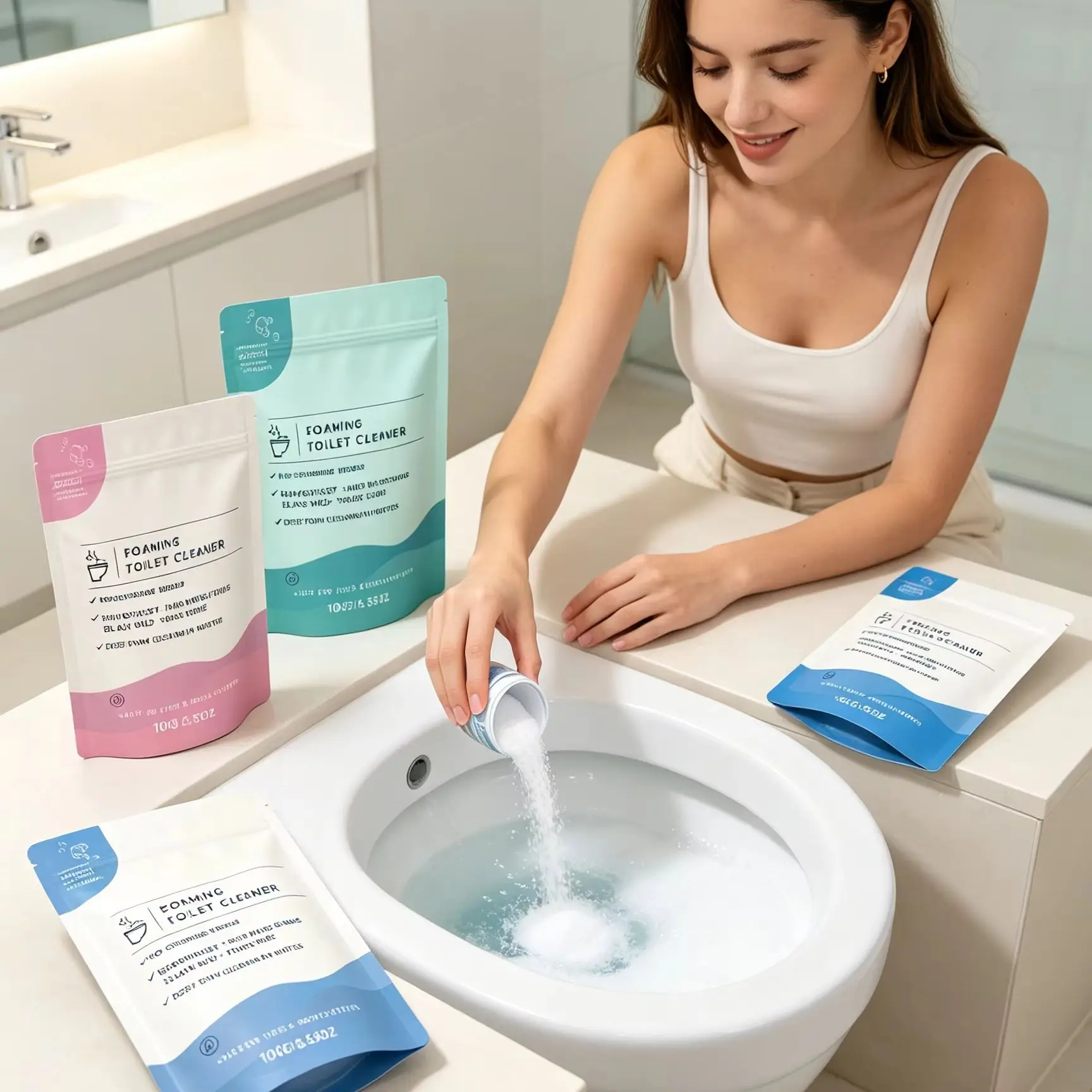 Toilet Foam Cleaner Powder for Bathroom Toilet Bowl Cleaner Stain Remover Fresh Scent Self Activating Toilet Cleaner Foam 100g - Image 5