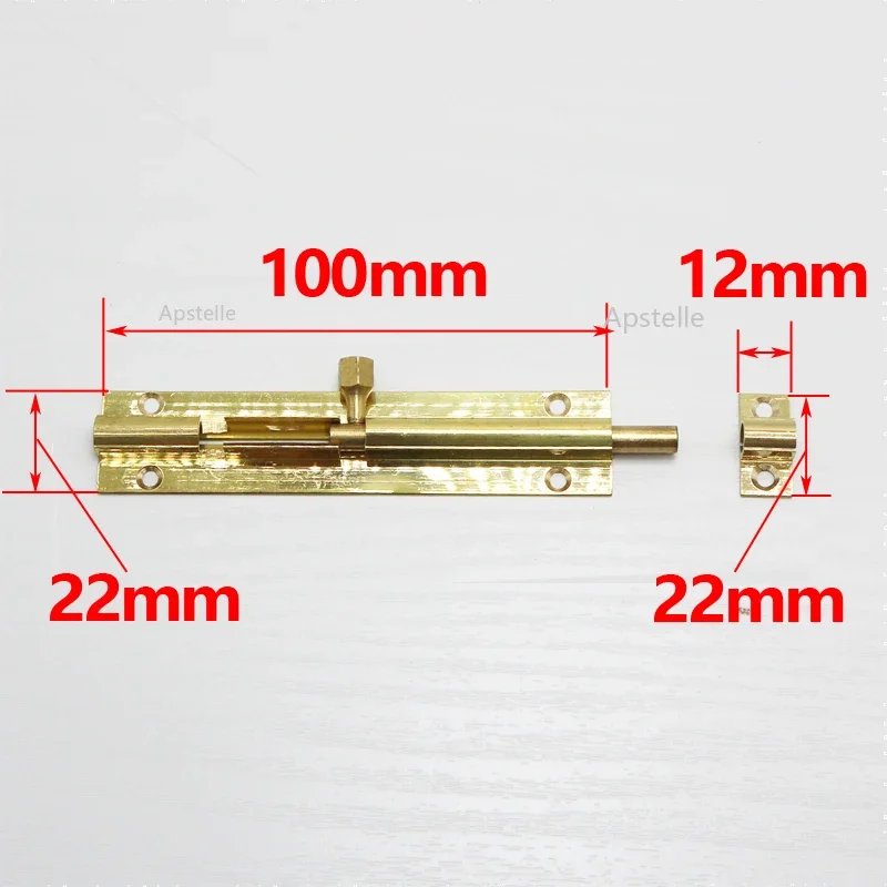 Top Selling Brass Doors Slide Latch Lock Bolt Latch Barrel Home Gate Safety Hardware Screws 4 Size 1.5/2/3/4 Inch Gold Color - Image 2