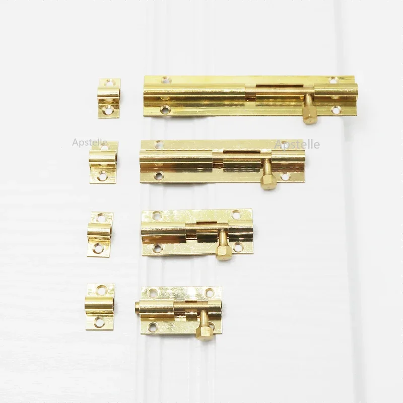 Top Selling Brass Doors Slide Latch Lock Bolt Latch Barrel Home Gate Safety Hardware Screws 4 Size 1.5/2/3/4 Inch Gold Color - Image 3