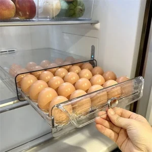 Transparent Egg Storage Box Double Layer Time Scale Egg Holder Clear Plastic Stackable Egg Preservation Box Drawer Organizer
