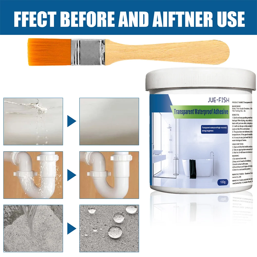 Transparent Waterproof Coating Strong Bonding Invisible Paste Sealant Glue with Brush Adhesive Repairing Leak Agent Repair Tool - Image 5